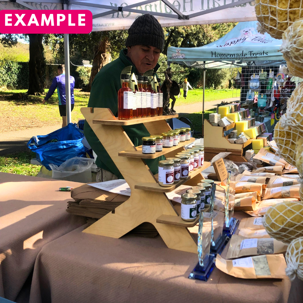 Panther 4-Shelf Wooden Product Stand (80cm Wide)