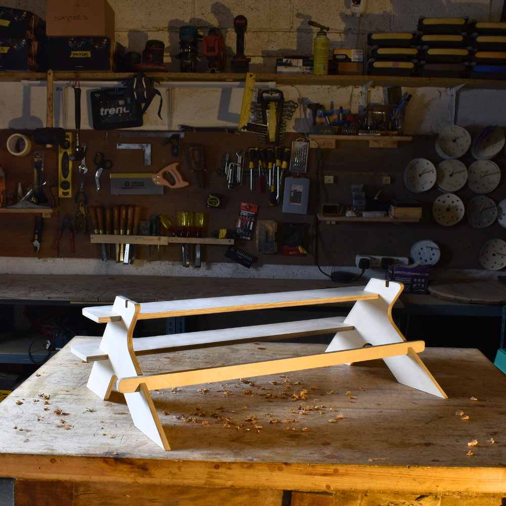 Panther 2-Shelf Wooden Product Stand (80cm Wide)