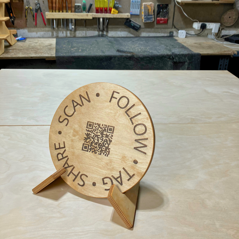 Tabletop QR Code Sign + Stand - 25cm