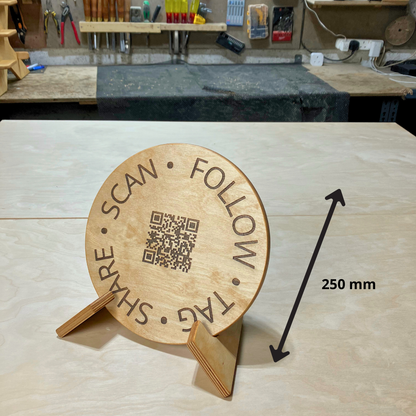 Tabletop QR Code Sign + Stand - 25cm