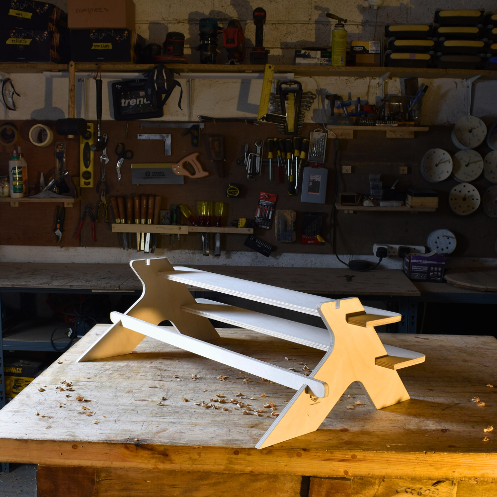 Panther 2-Shelf Wooden Product Stand (80cm Wide)