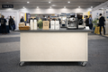 Portable Coffee cart with coffee-making equipment in a public area in Dublin